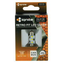 Load image into Gallery viewer, PKT 1 LED SIGNALLING GLOBE 12v 36mm FESTOON WHITE CANBUS - IGL9136