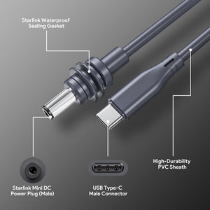 USB C to DC5521 Power Cable for Starlink Mini - 5 Meters