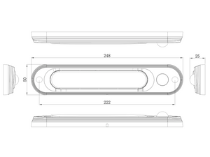 250mm Dual Colour Orange & White Caravan Flat LED Strip Light with Touch Switch & Dimmer