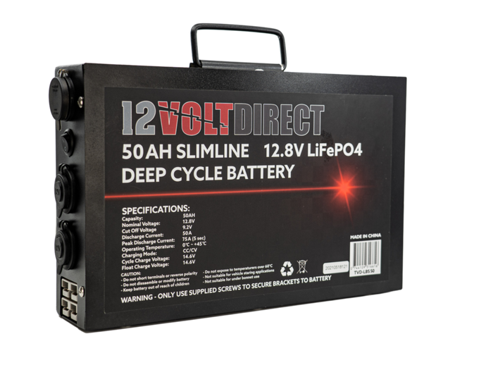 50AH Slimline 12.8v LiFePO4 Deep Cycle Battery