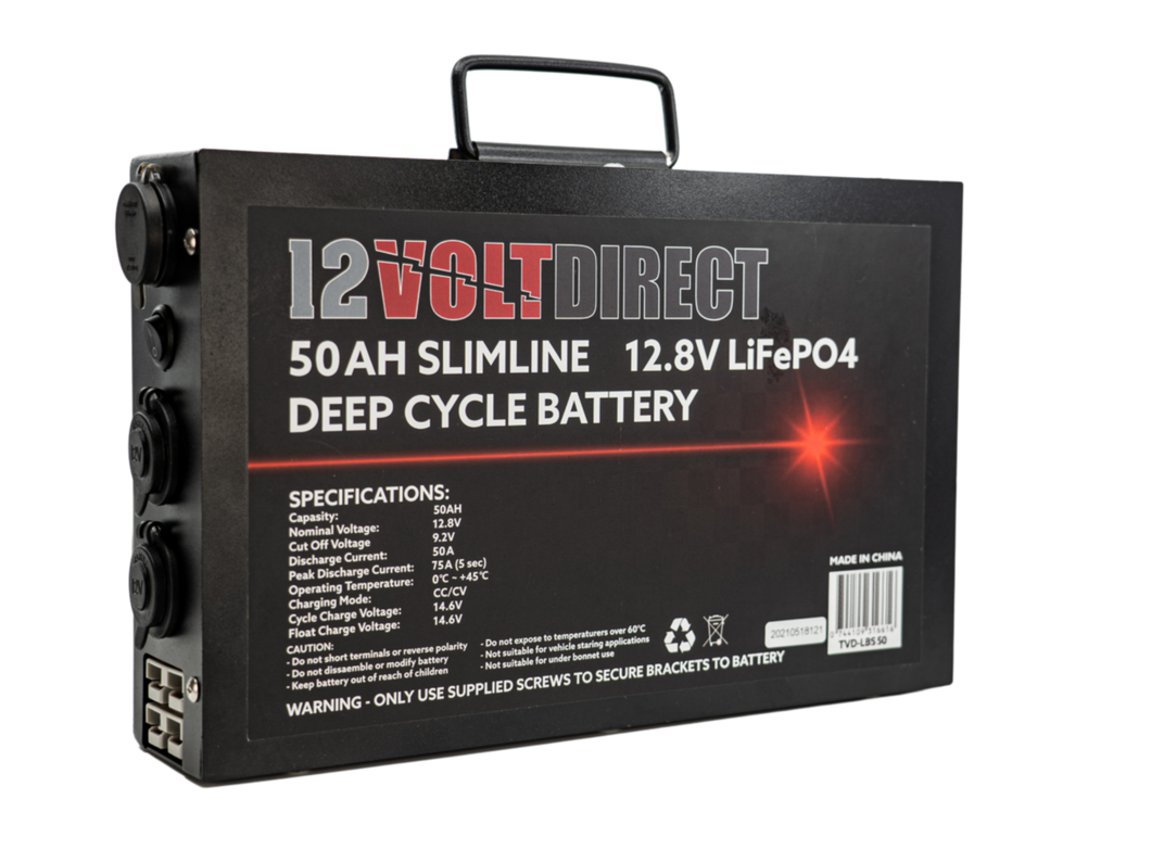 50AH Slimline 12.8v LiFePO4 Deep Cycle Battery