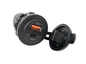 Quick Charge USB3 & USB-C dual socket 12v car mount